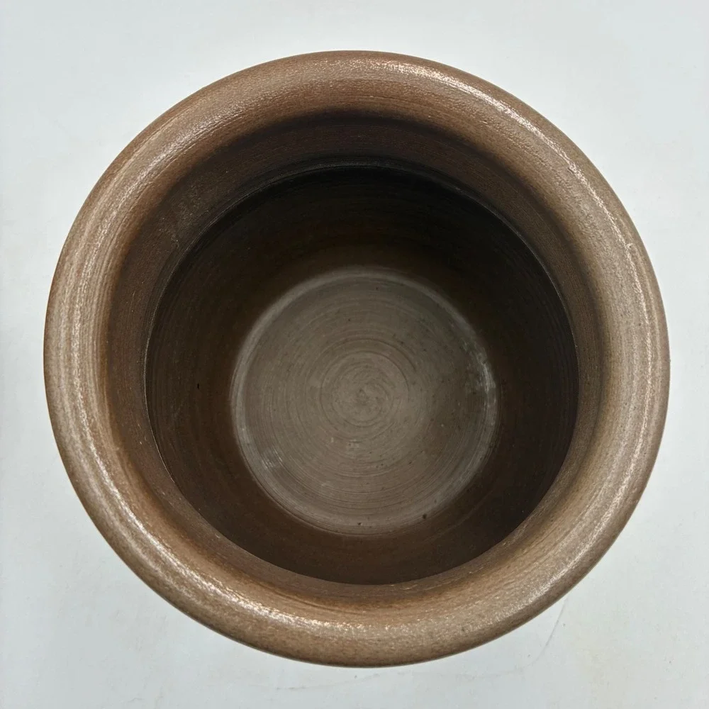 Eldreth Pottery Salt Glazed Stoneware Crock 1992 Wood Lid Blue Cobalt Leaf PA